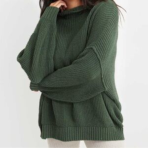 Aerie Forest Green Mock Neck Sweater